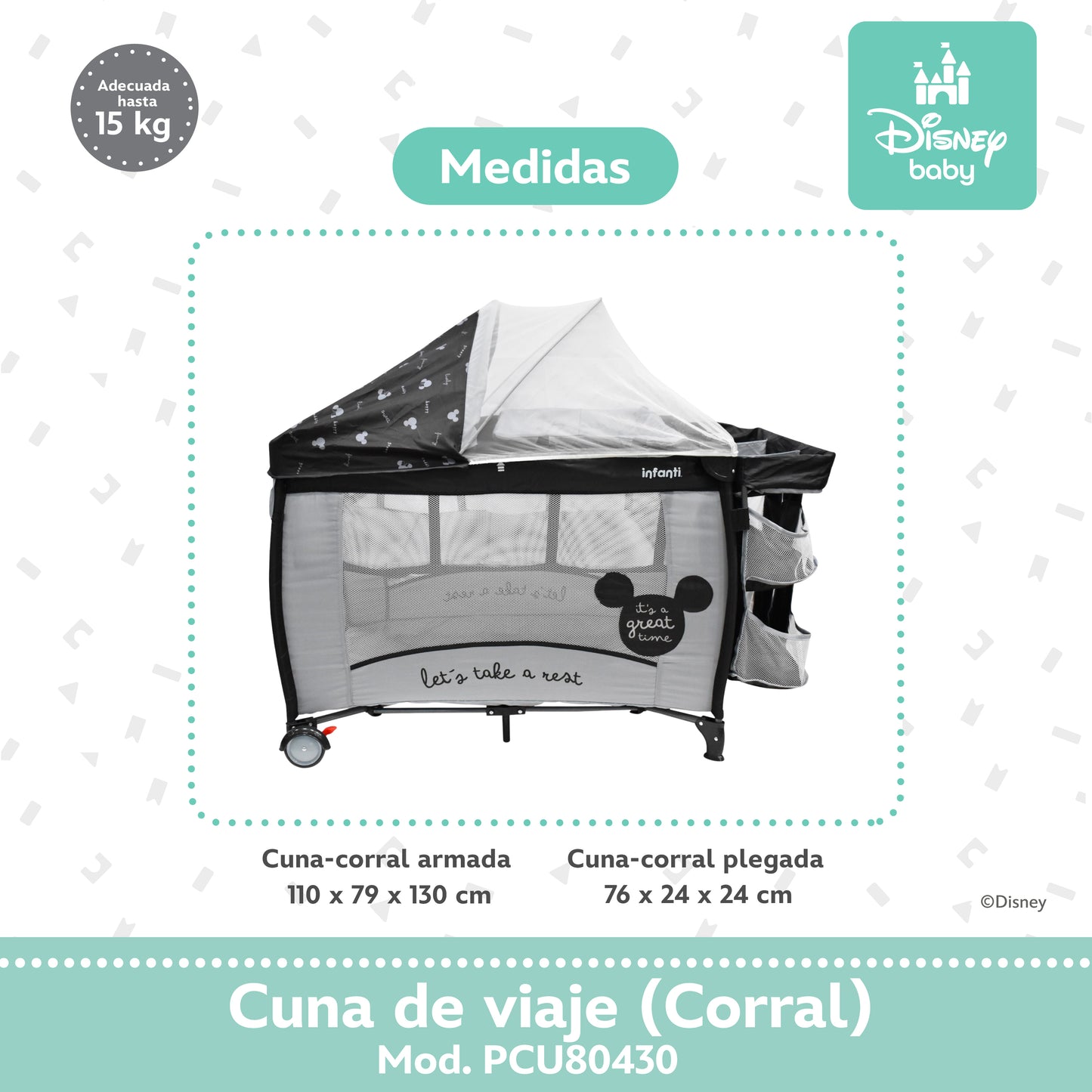 Cuna Disney Mickey 2 en 1 Con Cambiador Desmontable