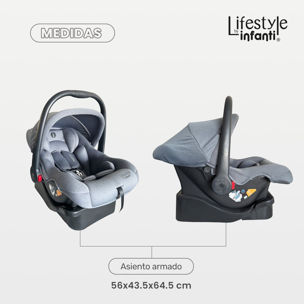 Autoasiento Porta Bebé Color Gris Con Base Para Carro