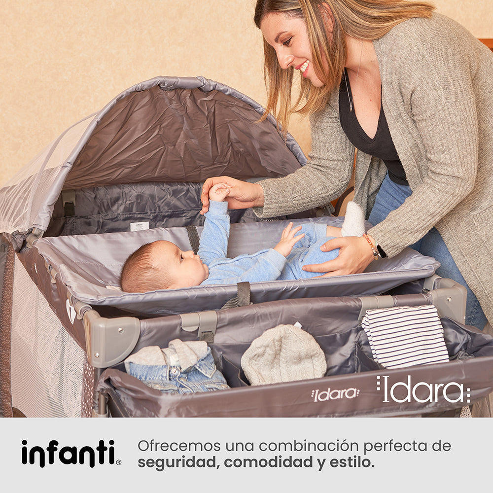 Cuna De Viaje Idara Con Juguetero Organizador Cambiador Y Diseño Portátil