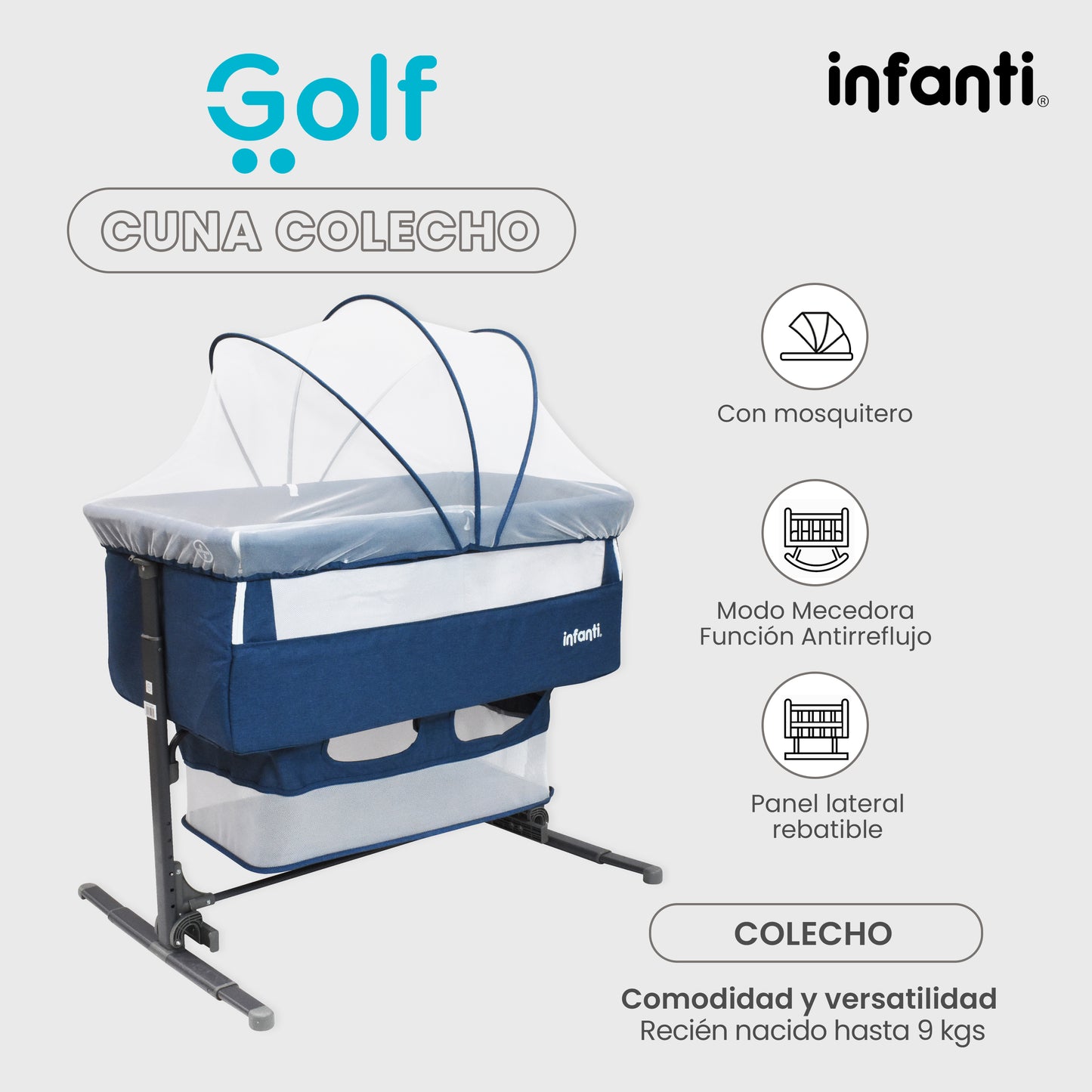 Combo Infanti Carriola Travel System, Cuna Colecho y Autoasiento Convertible a Booster