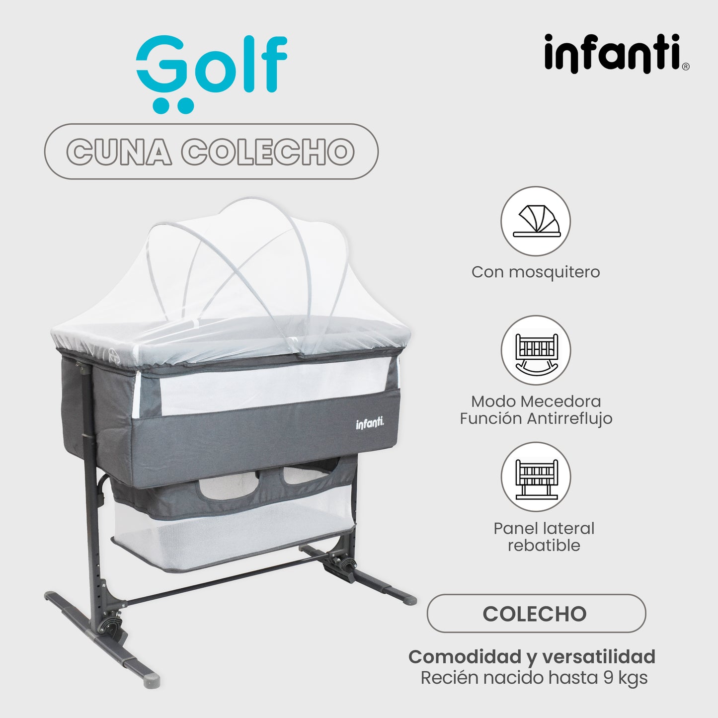 Combo Infanti Carriola Travel System, Cuna Colecho, Andadera 2 en 1 y Silla Alta Para Bebé