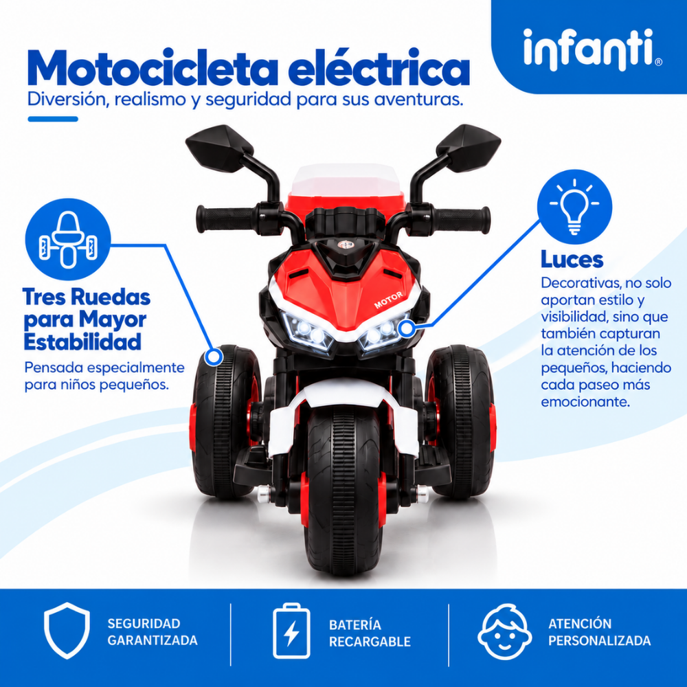 Motocicleta Montable Eléctrica V4s Speed Con Música Y Luces