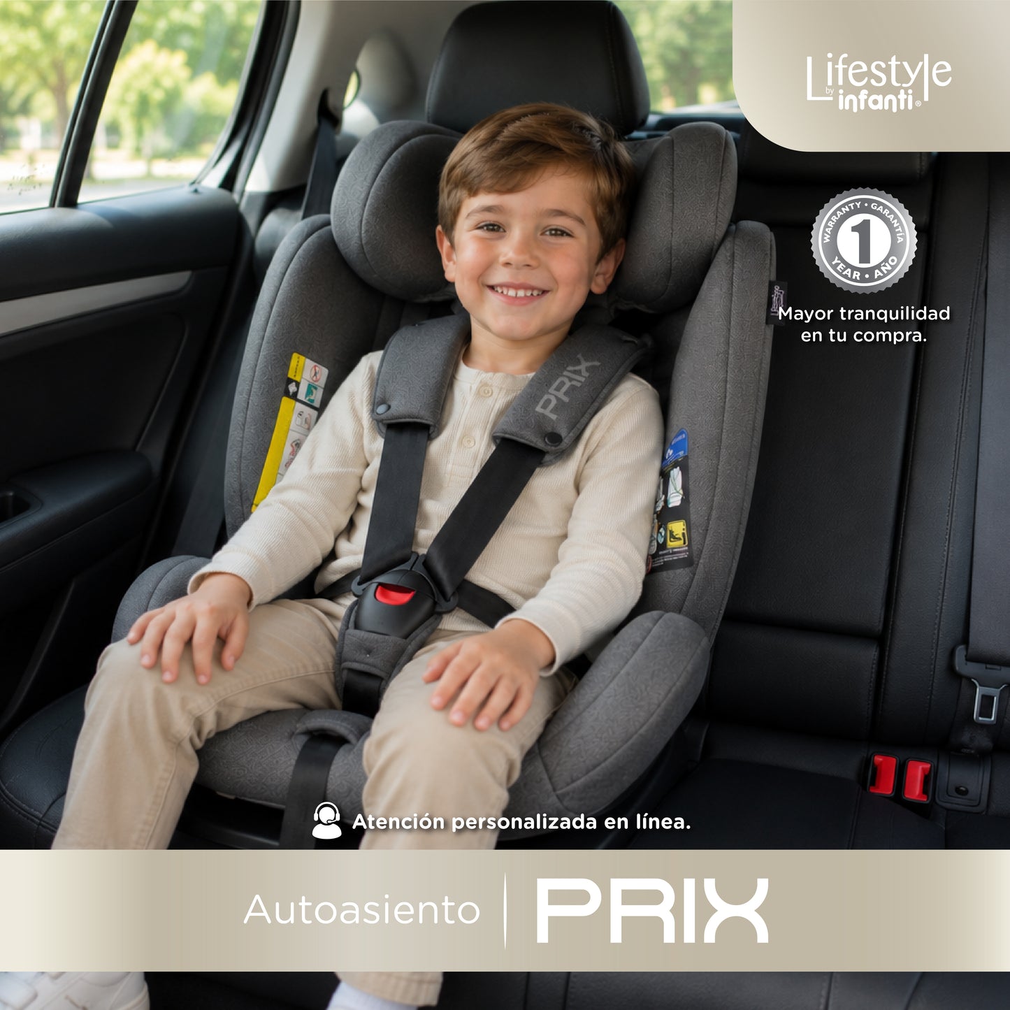 Autoasiento Prix Con Reclinación Ajustable y Arnés De Seguridad
