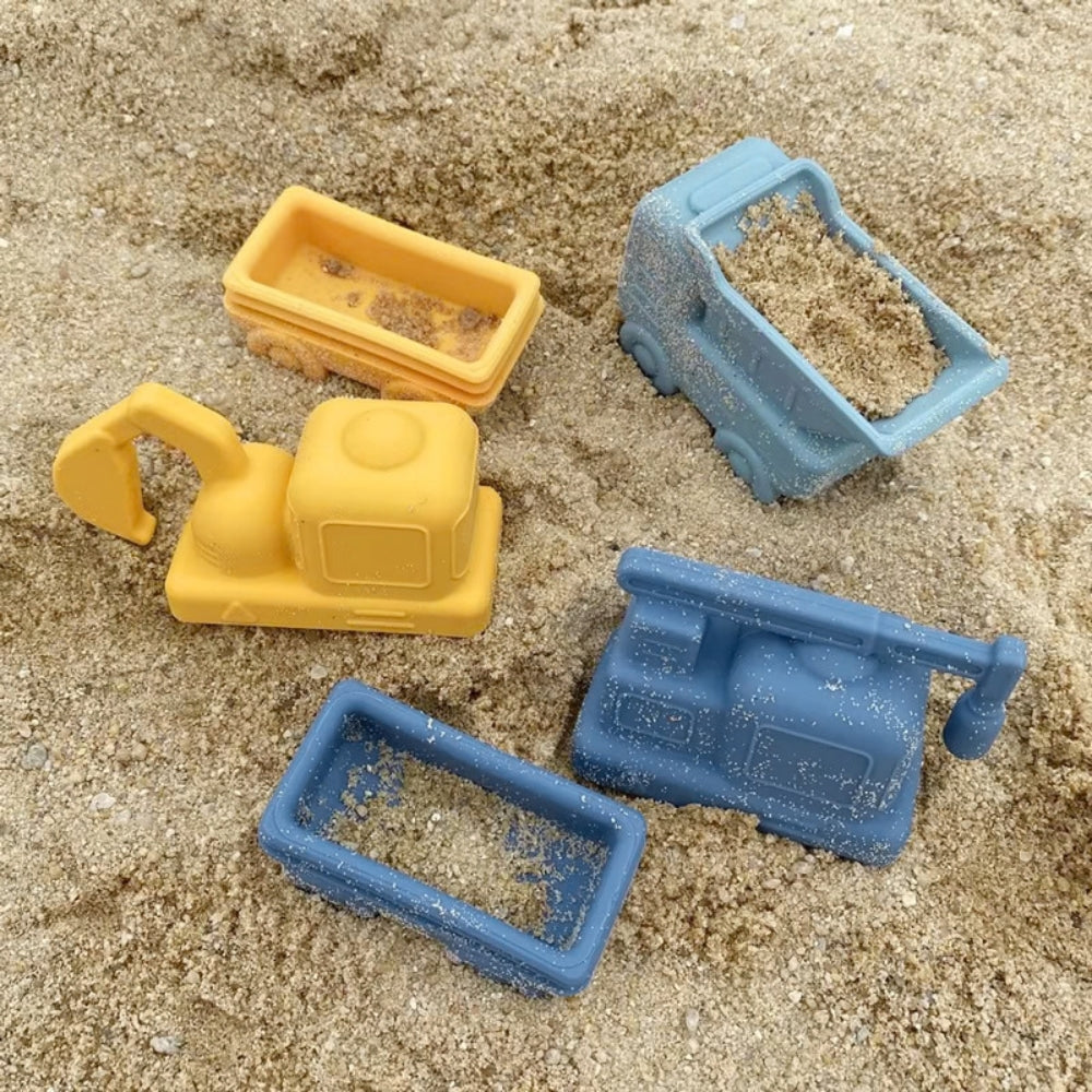 Set De Juguetes De Silicón Para Baño Con 5 Piezas Camioncitos De Construcción Con 5 Piezas