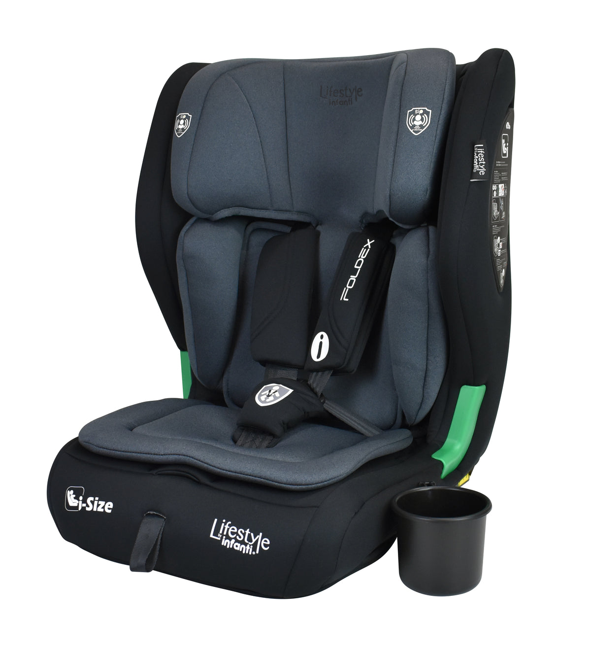 Autoasiento Foldex Grupo 1, 2 y 3 De 76 A 150 cm, i-Size, Arnés De 5 Puntos, ISOFIX, Top Tether, Soporte De Cabeza Ajustable, Protección Lateral, Plegable, Portavasos, Lifestyle By Infanti