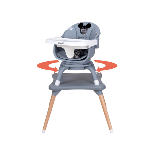 Silla Alta Expressión Mickey 7 En 1 Con Giro 360° y Charola Ajustable