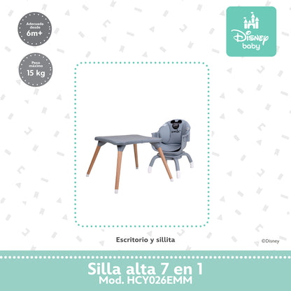 Silla Alta Expressión Mickey 7 En 1 Con Giro 360° y Charola Ajustable