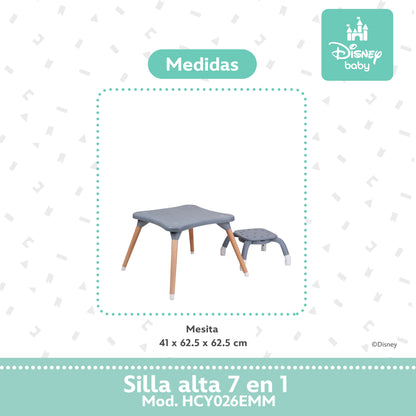 Silla Alta Expressión Mickey 7 En 1 Con Giro 360° y Charola Ajustable