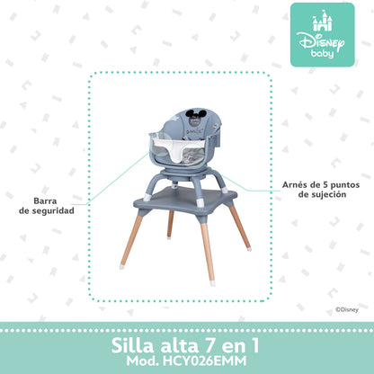 Silla Alta Expressión Mickey 7 En 1 Con Giro 360° y Charola Ajustable
