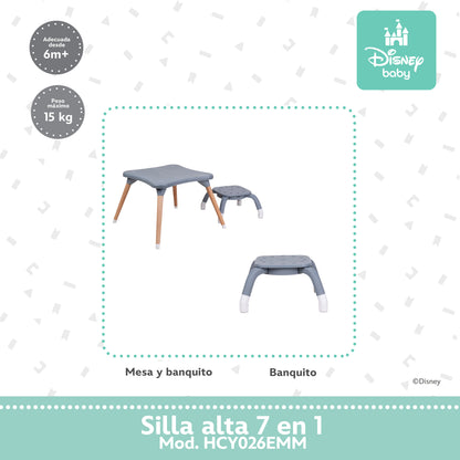 Silla Alta Expressión Mickey 7 En 1 Con Giro 360° y Charola Ajustable