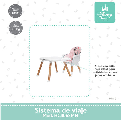 Silla Alta 6 En 1 Disney Con Arnés De 5 Puntos Charola Ajustable Y Funda Lavable