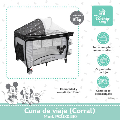 Cuna Disney Mickey 2 en 1 Con Cambiador Desmontable