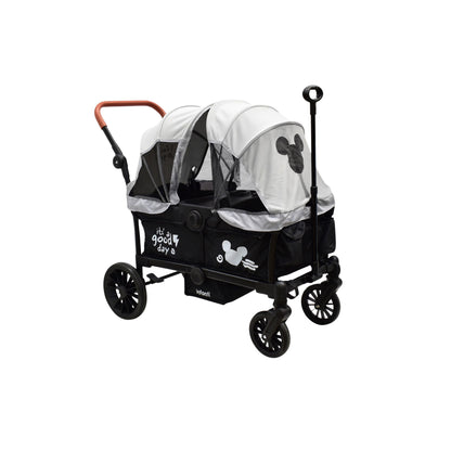 Carriola Everett Mickey Gris Con Doble Vagón Plegable y Toldos Desmontables