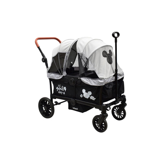 Carriola Everett Mickey Gris Con Doble Vagón Plegable y Toldos Desmontables