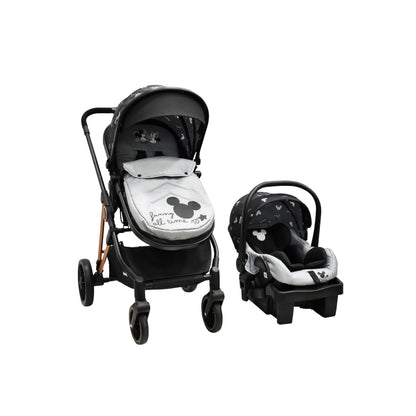 Carriola Disney Mickey Gris Con Sistema De Viaje Arnes 5 Puntos y Barra Frontal Desmontable