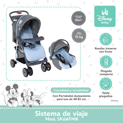 Carriola Funny Disney Con Sistema De Viaje Reclinación Ajustable y Arnés De Seguridad