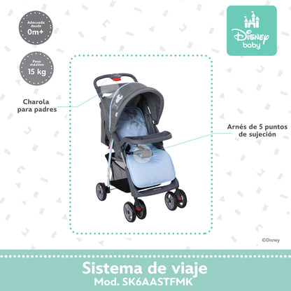 Carriola Funny Disney Con Sistema De Viaje Reclinación Ajustable y Arnés De Seguridad