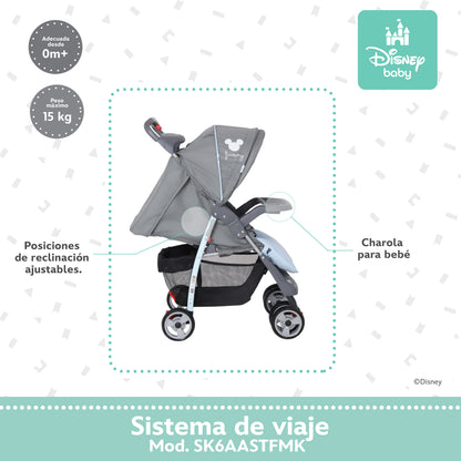 Carriola Funny Disney Con Sistema De Viaje Reclinación Ajustable y Arnés De Seguridad