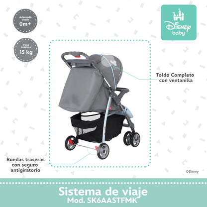 Carriola Funny Disney Con Sistema De Viaje Reclinación Ajustable y Arnés De Seguridad