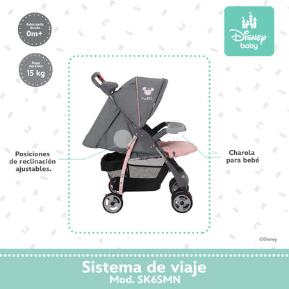 Carriola Funny Disney Con Sistema De Viaje Reclinación Ajustable y Arnés De Seguridad