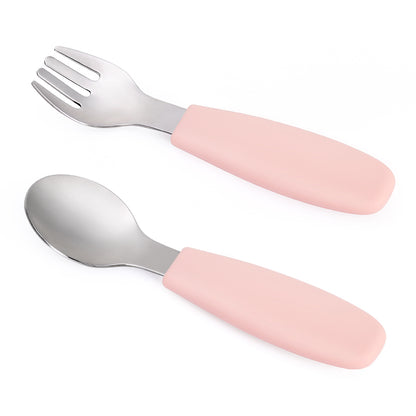 Juego de Cuchara y Tenedor con Mango Liso de Silicón, Lifestyle By Infanti.