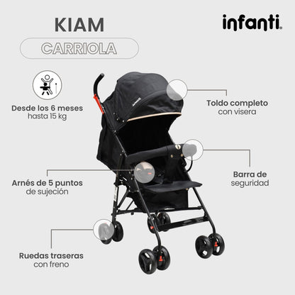 Carriola Para Bebe Kiam Compacta, Ligera, Plegable