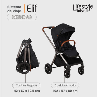 Carriola Elif Con Sistema De Viaje Base ISOFIX y Plegado Ultra Compacto