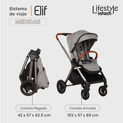 Carriola Elif Con Sistema De Viaje Base ISOFIX y Plegado Ultra Compacto