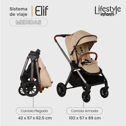 Carriola Elif Con Sistema De Viaje Base ISOFIX y Plegado Ultra Compacto