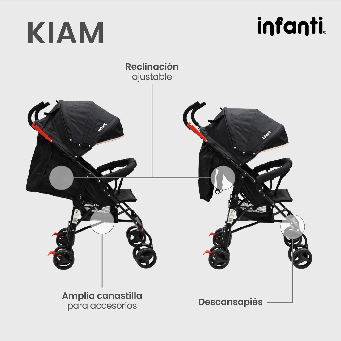 Carriola Para Bebe Kiam Compacta, Ligera, Plegable