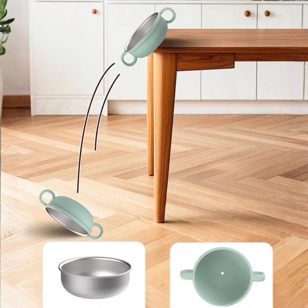 Tazón De Acero Inoxidable Con Base De Silicón Asas Y Diseño Térmico