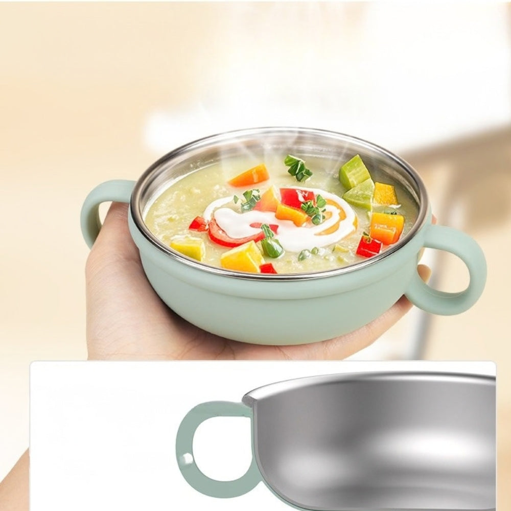 Tazón De Acero Inoxidable Con Base De Silicón Asas Y Diseño Térmico