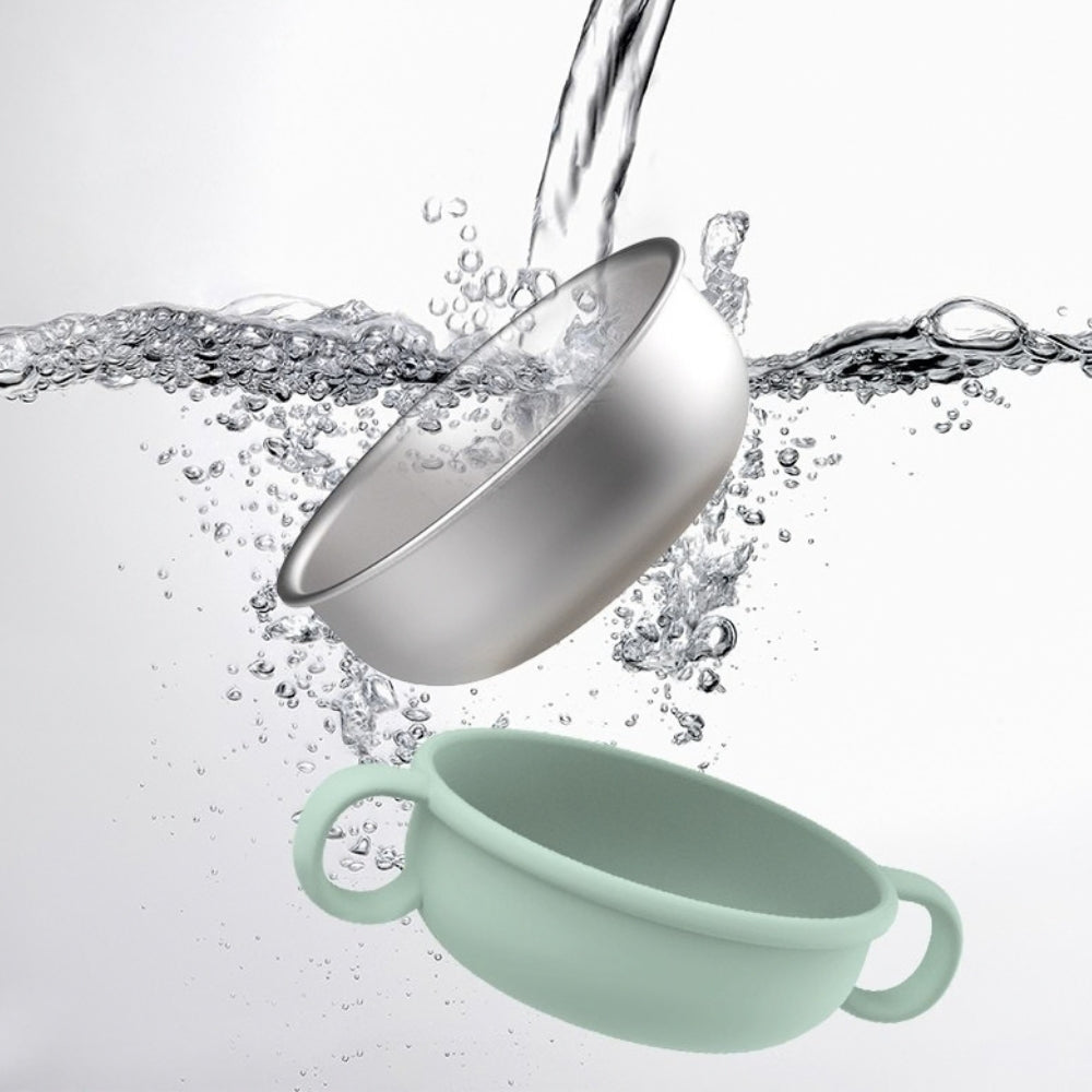 Tazón De Acero Inoxidable Con Base De Silicón Asas Y Diseño Térmico
