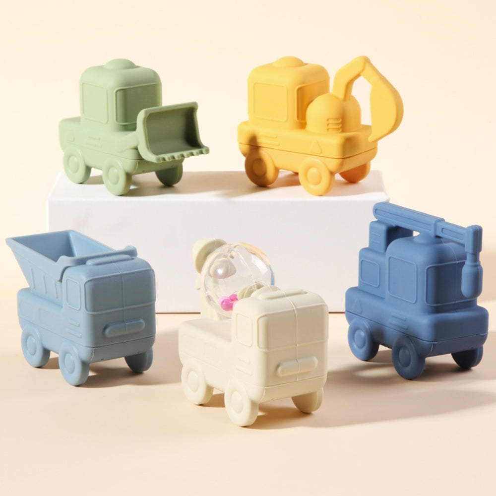 Set De Juguetes De Silicón Para Baño Con 5 Piezas Camioncitos De Construcción Con 5 Piezas