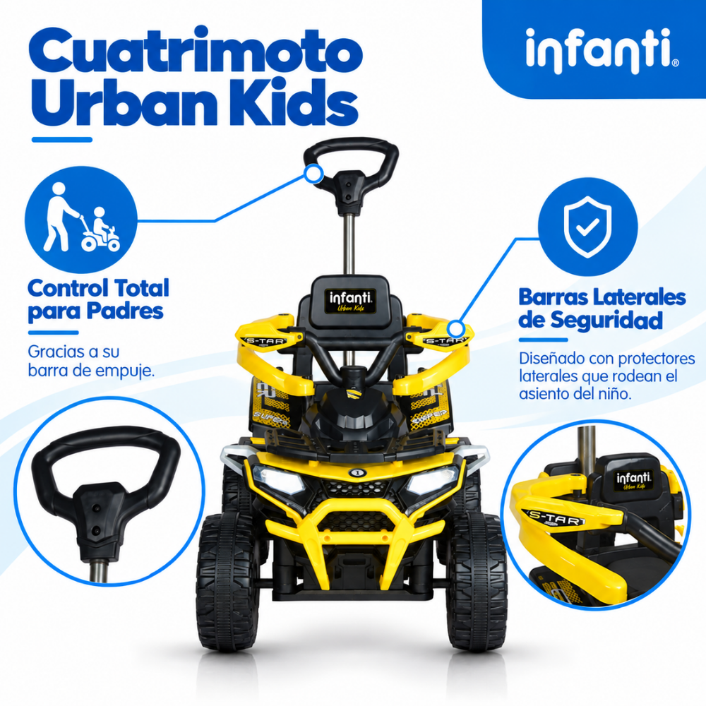 Cuatrimoto  Montable Urban Kids Con Música Y Luces, Barras De Seguridad