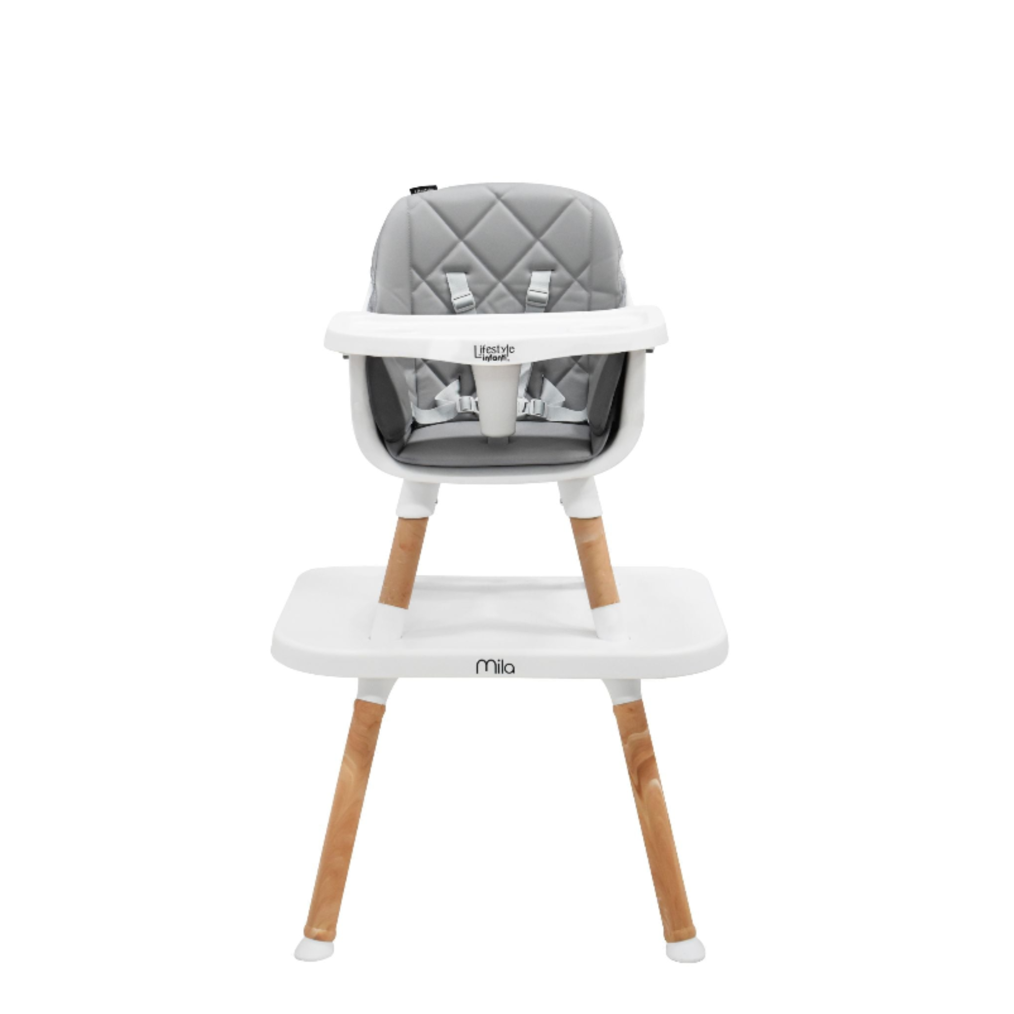 Silla Alta Mila 6 en 1 Color Gris Con Charola Ajustable y Arnes De 5 Puntos