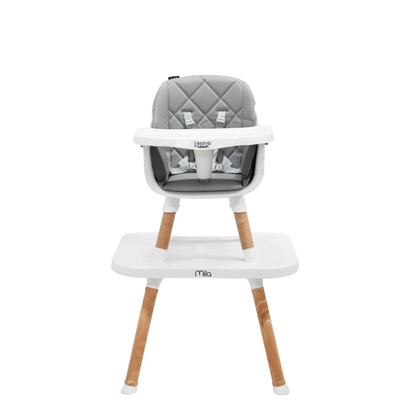 Silla Alta Mila 6 en 1 Color Gris Con Charola Ajustable y Arnes De 5 Puntos