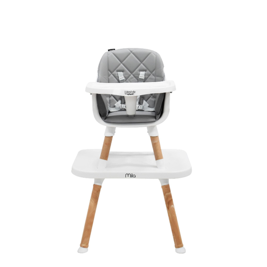 Silla Alta Mila 6 en 1 Color Gris Con Charola Ajustable y Arnes De 5 Puntos