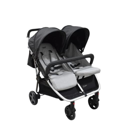 Carriola Lea Twin Negro Doble Con Arnes De Seguridad y Asientos Reclinables