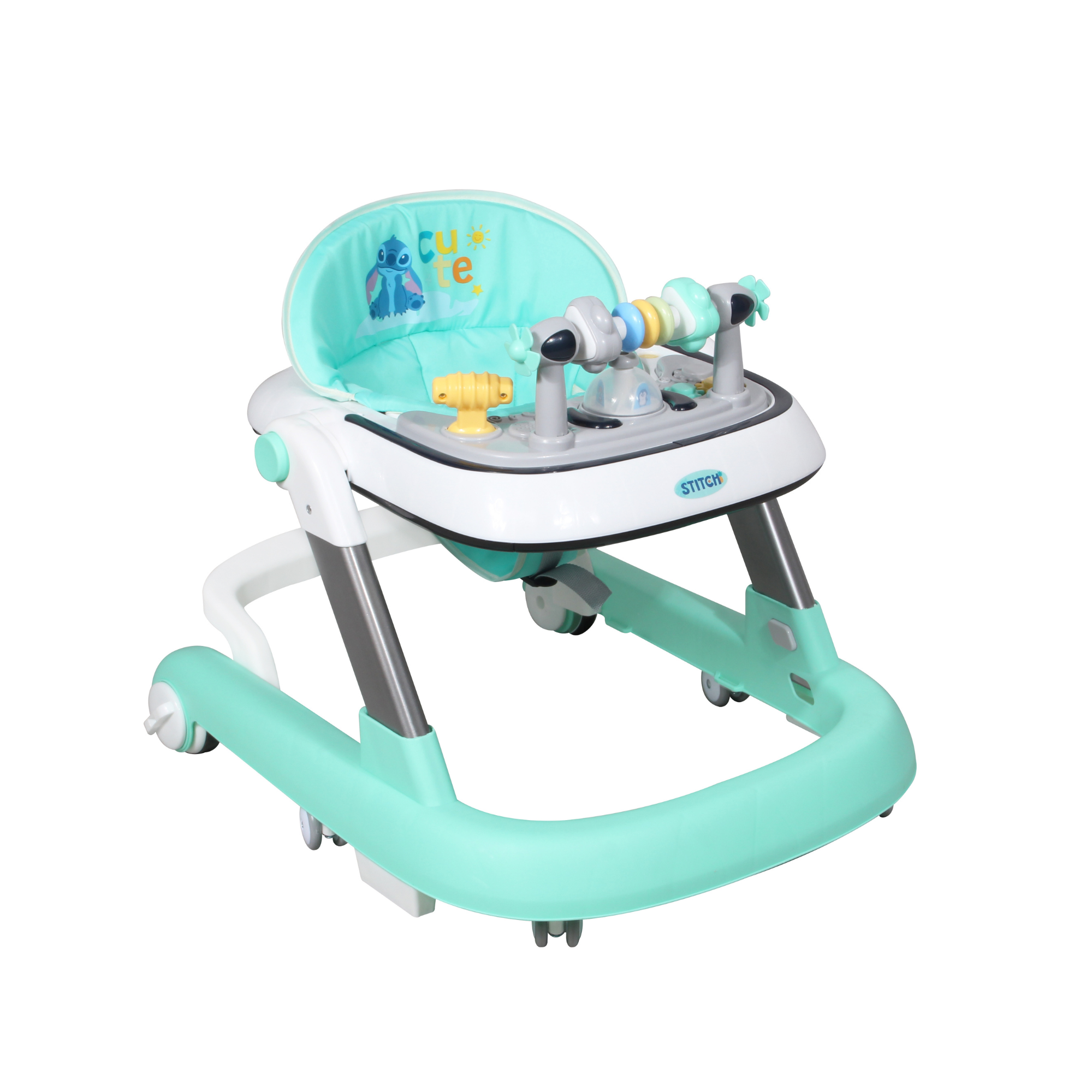 Andadera Stitch Disney 3 en 1 Con Charola Interactiva Led Sonido y Asiento Removible