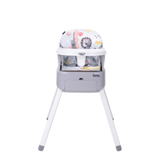 Silla Alta Bony 3 En 1 Con Charola Ajustable y Arnes De 5 Puntos