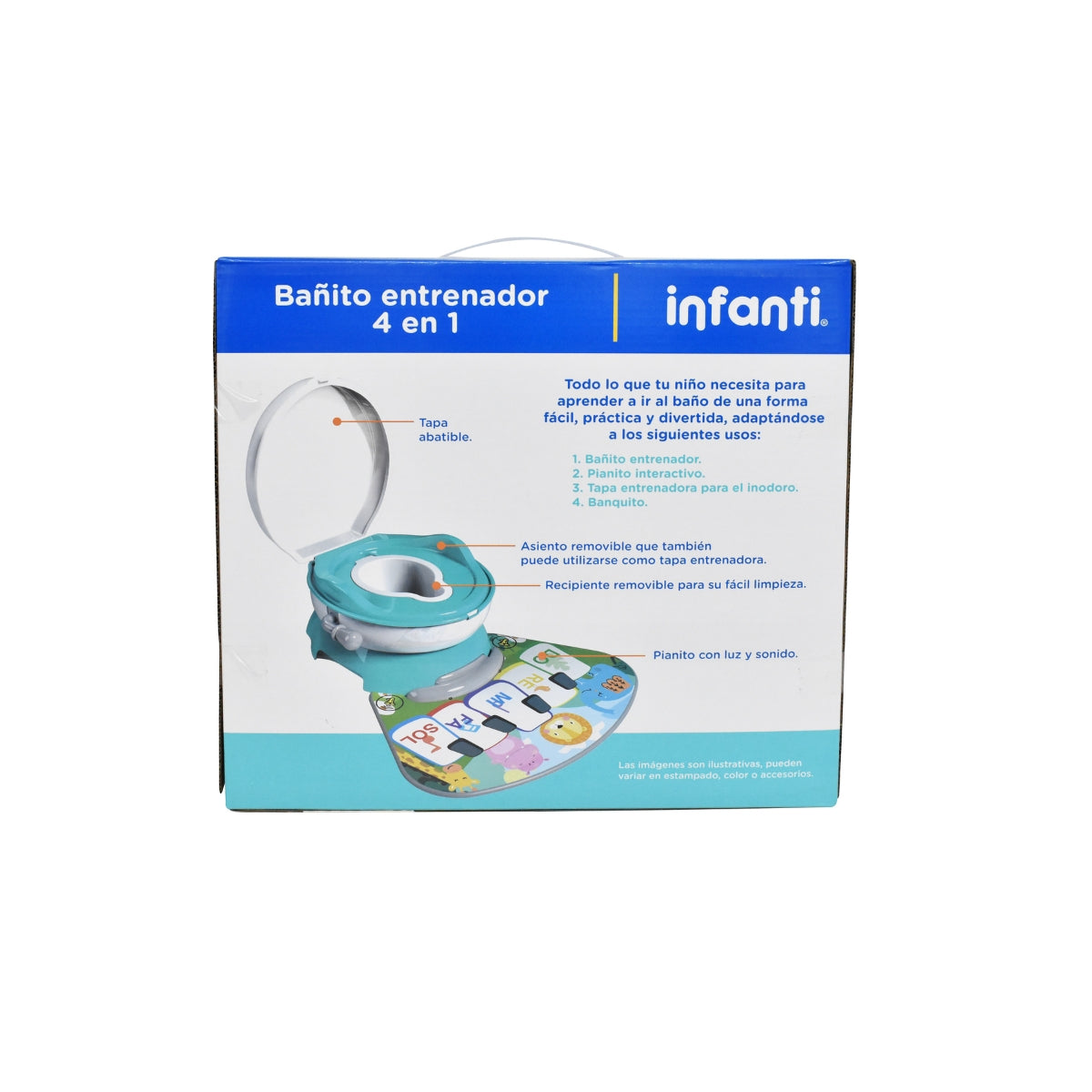 Bañito Entrenador Infanti 4 En 1 Con Piano Interactivo Turquesa