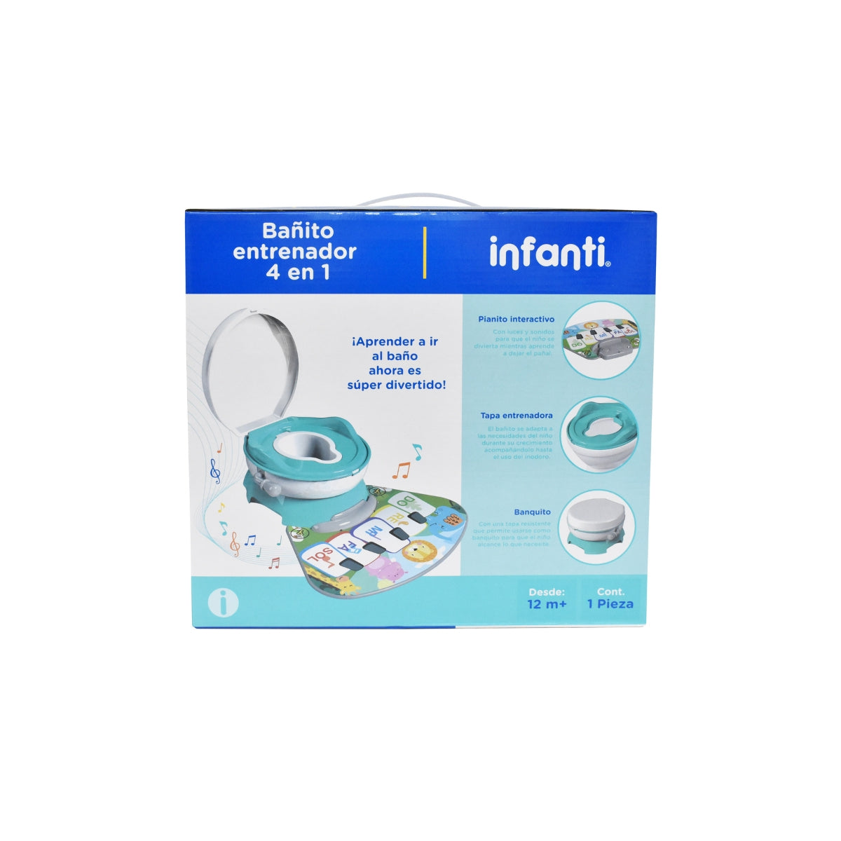Bañito Entrenador Infanti 4 En 1 Con Piano Interactivo Turquesa