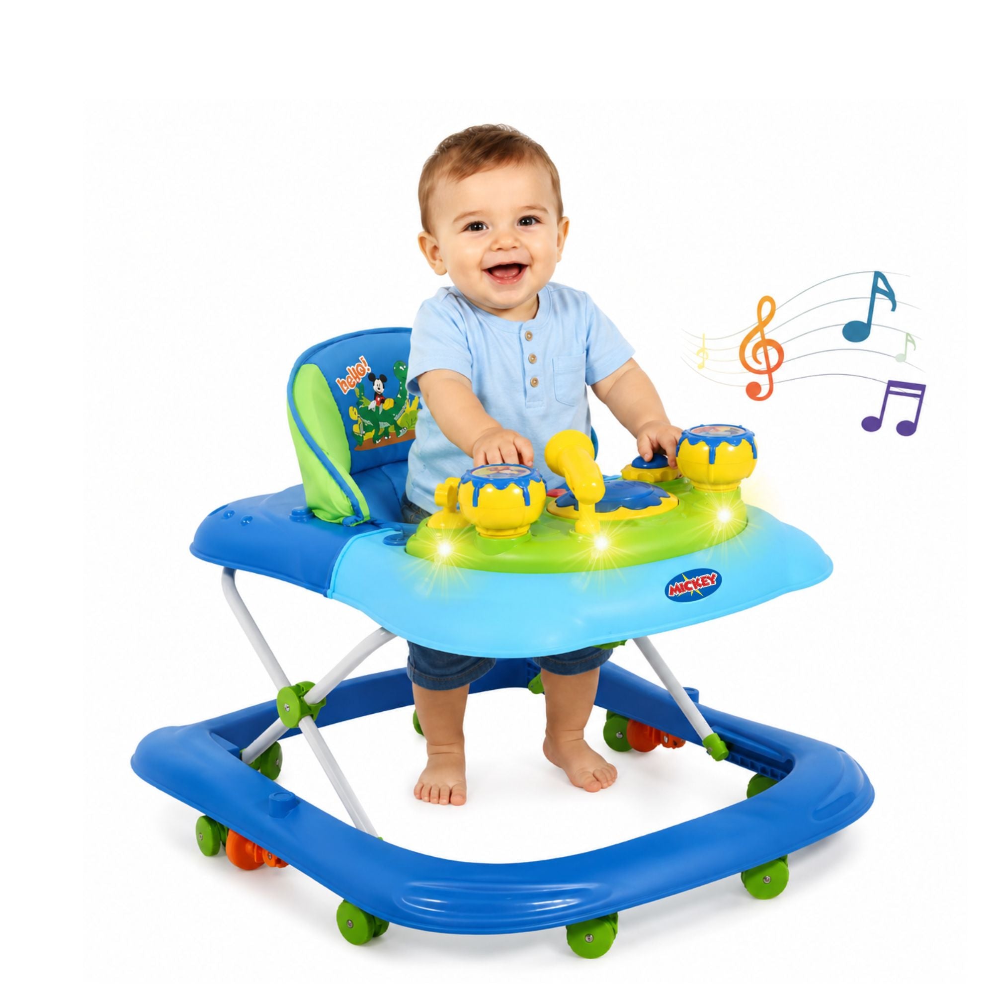 Andadera Mickey Disney Azul Con Tablero Interactivo Musical y Asiento Comodo