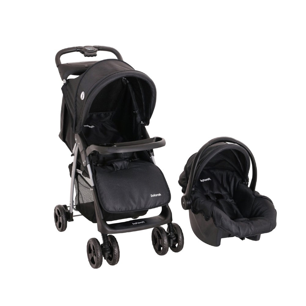 Infanti Carriola Sistema De Viaje Solarah Plegable Con Portabebé Gris Con Negro