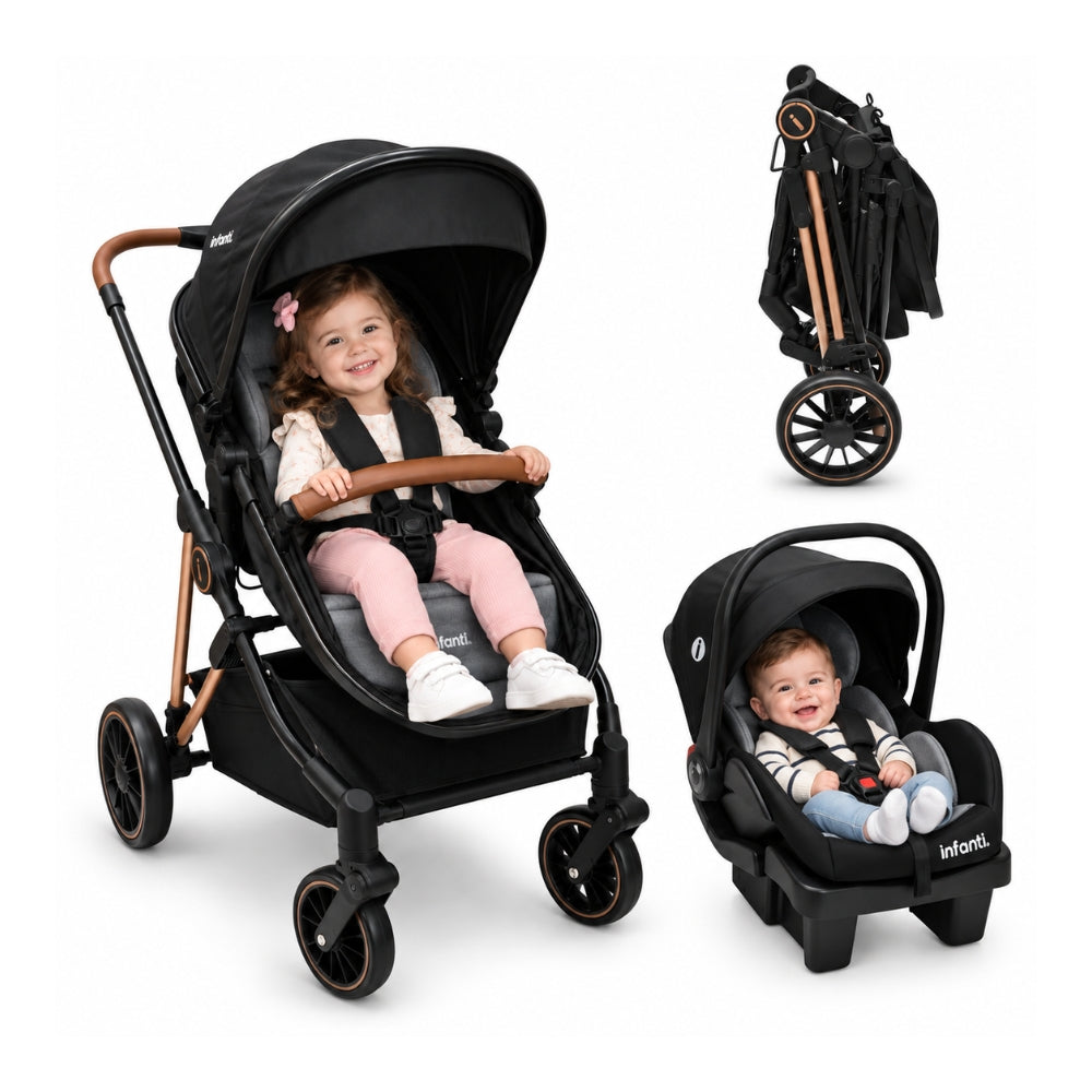 Carriola Travel System Ana Con Asiento Reversible Bambineto Portabebé Y Base Grupo 0+