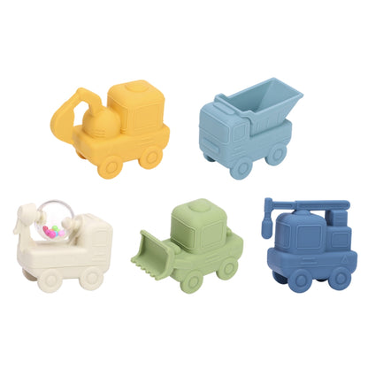Set De Juguetes De Silicón Para Baño Con 5 Piezas Camioncitos De Construcción Con 5 Piezas