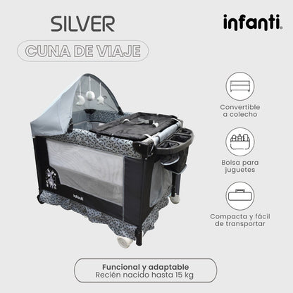 Cuna Corral Silver Infanti Colecho Para Bebé Plegable