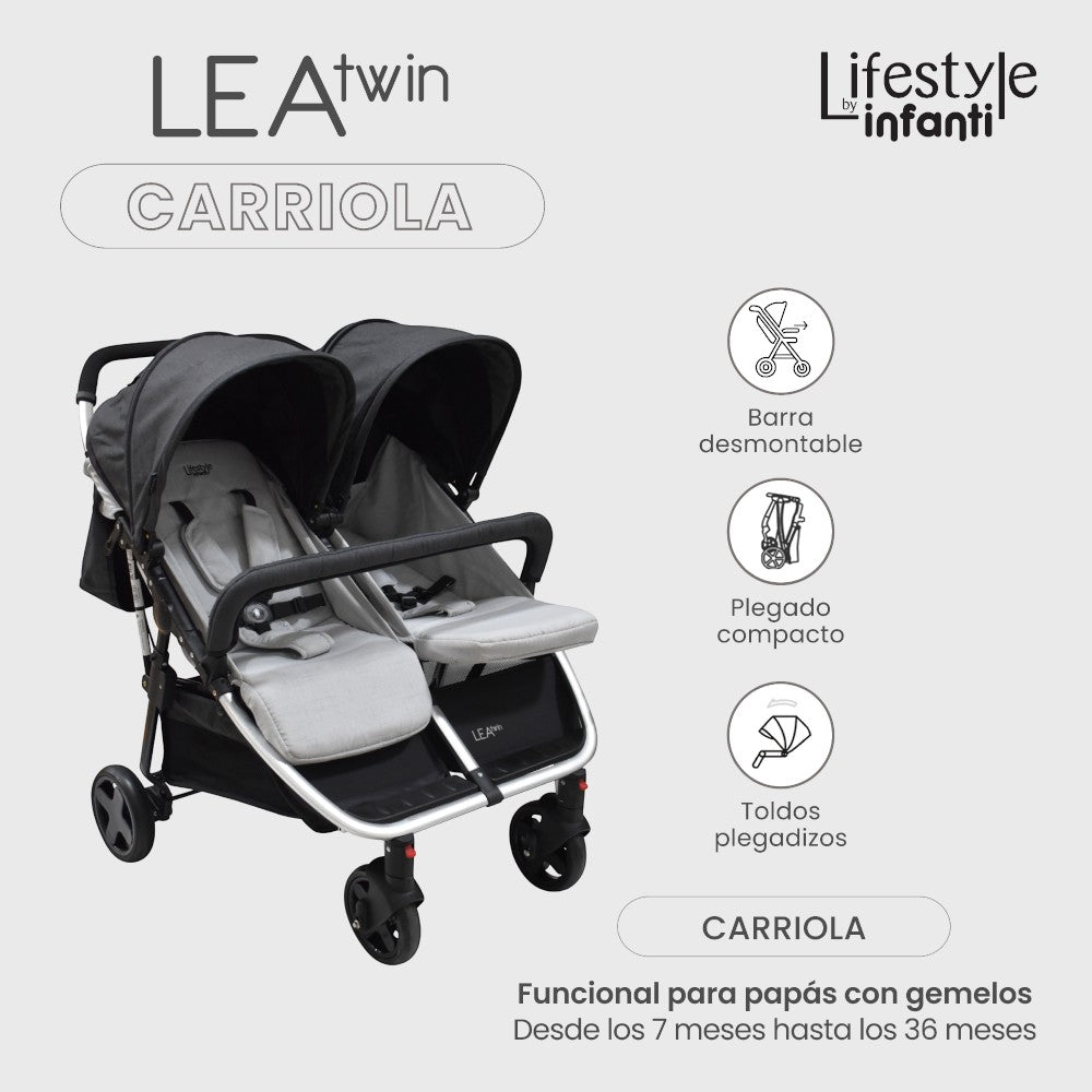 Carriola Doble Lifestyle By Infanti Lea Twin Color Negro