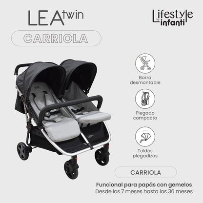 Carriola Doble Lifestyle By Infanti Lea Twin Color Negro